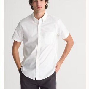 NWT J.Crew Men's Sz L White Broken-In Cotton Oxford Shirt Classic Short Sleeve